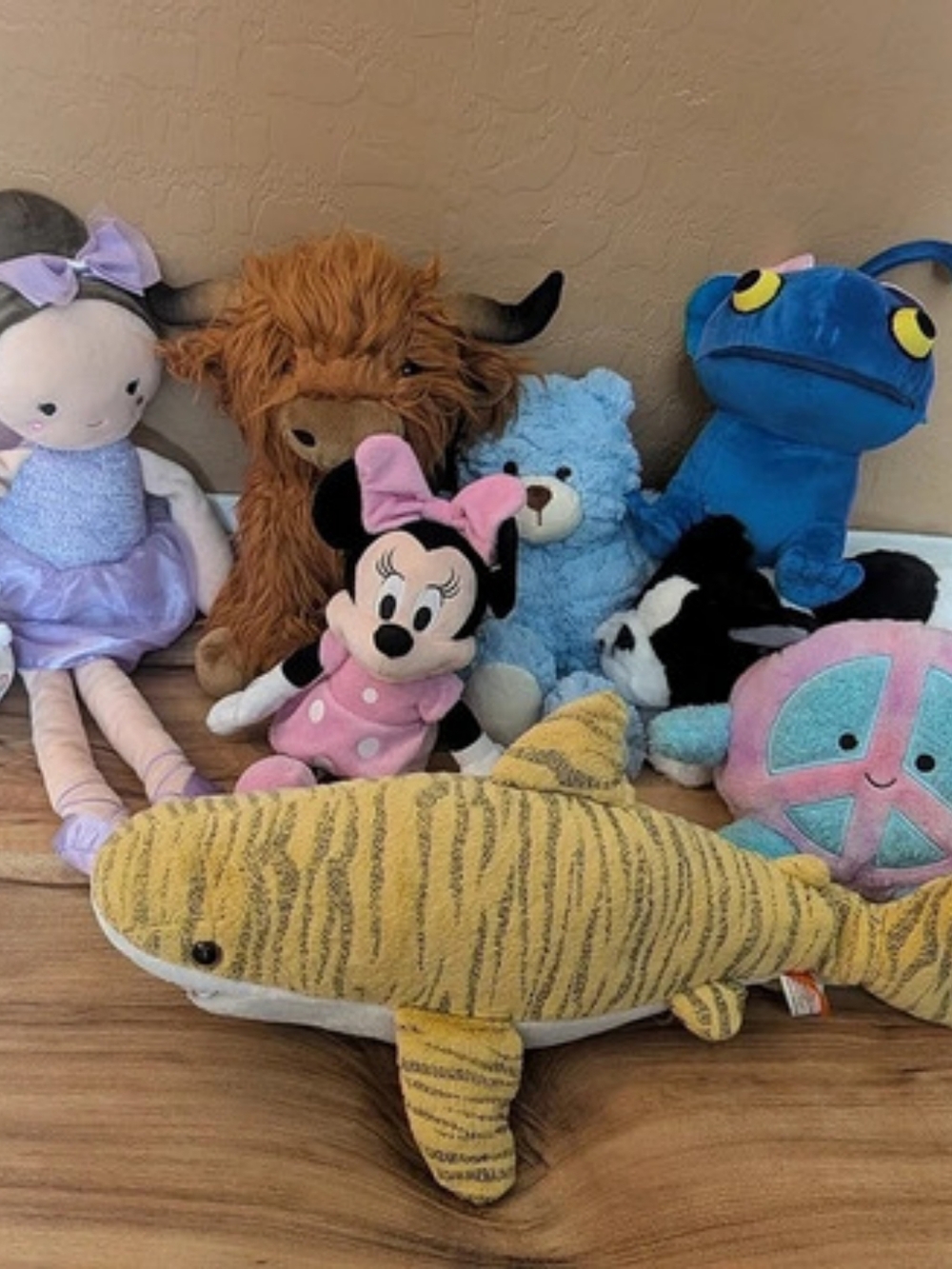 Assorted Plush Stuffed Animal Lot Minnie Mouse, Ballerina, Shark & More